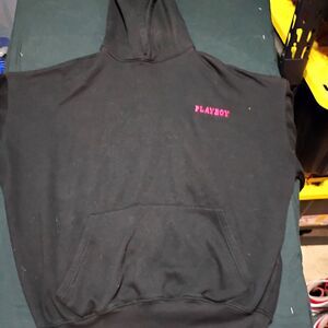 Missguided Playboy Men's 2XL Black Fleece Pullover Hoodie Logo Graphic Pocket